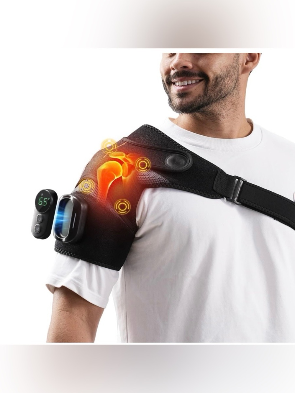 Cordless Shoulder Heating Pad with Magnetic Detachable Remote Control